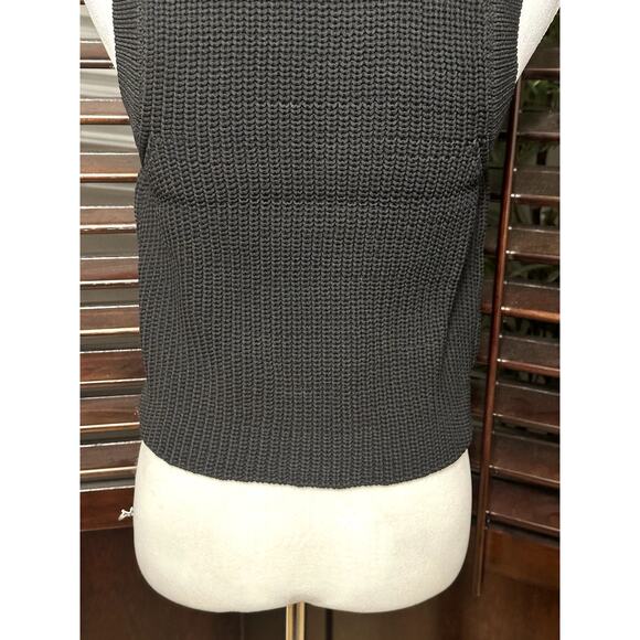 Royalty by Maluma Women's Black Crop Scoop Neck Knit Tank Top Sweater XL NWT - Picture 7 of 10
